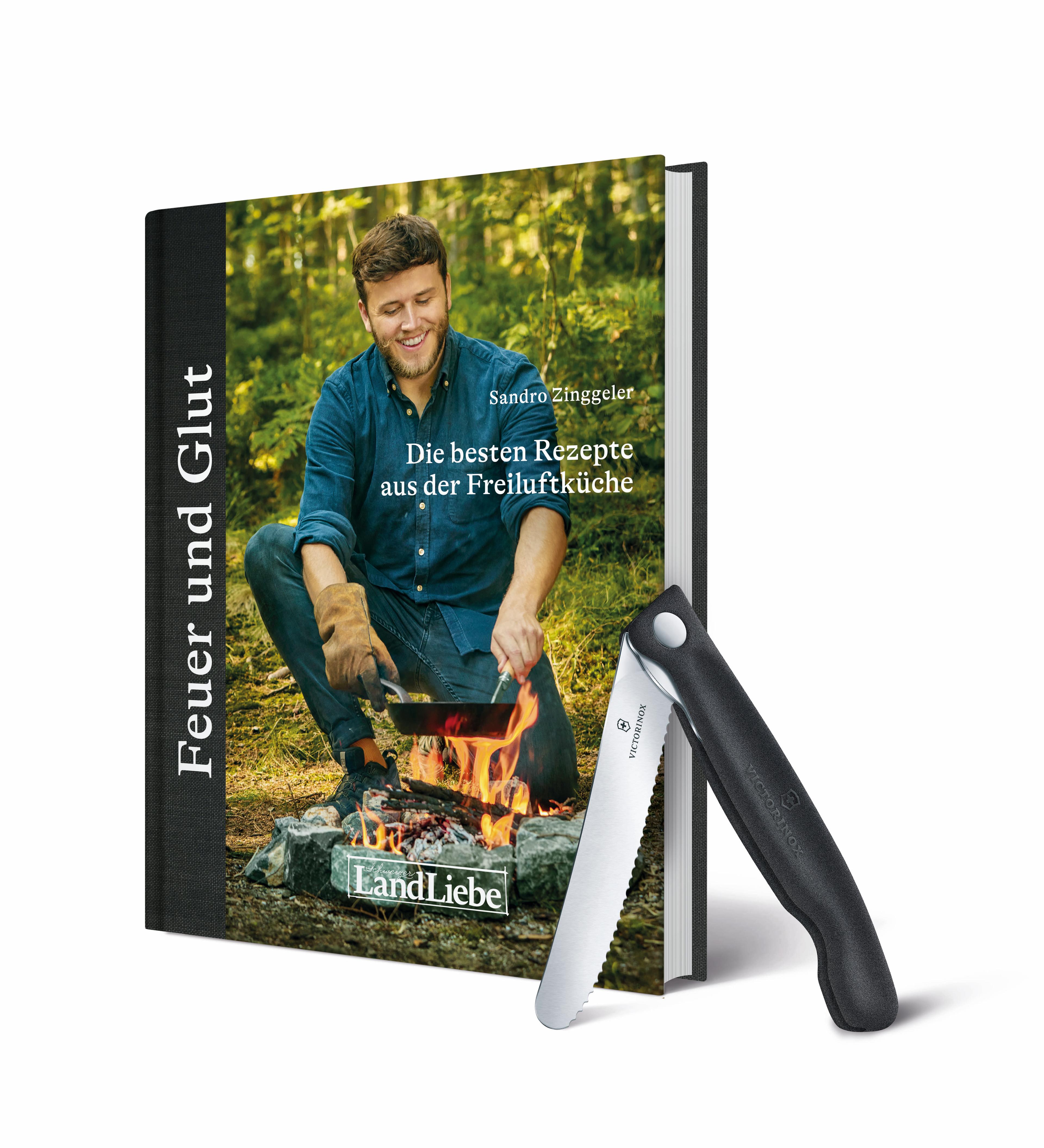Buch / «Feuer und Glut» und Gemüsemesser von Victorinox «Feuer und Glut» und Gemüsemesser von Victorinox